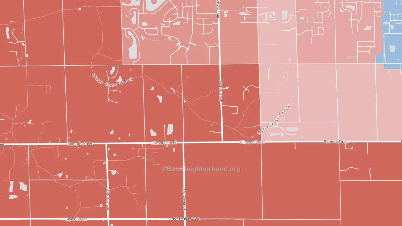 North Blendon, MI block-group political-lean map