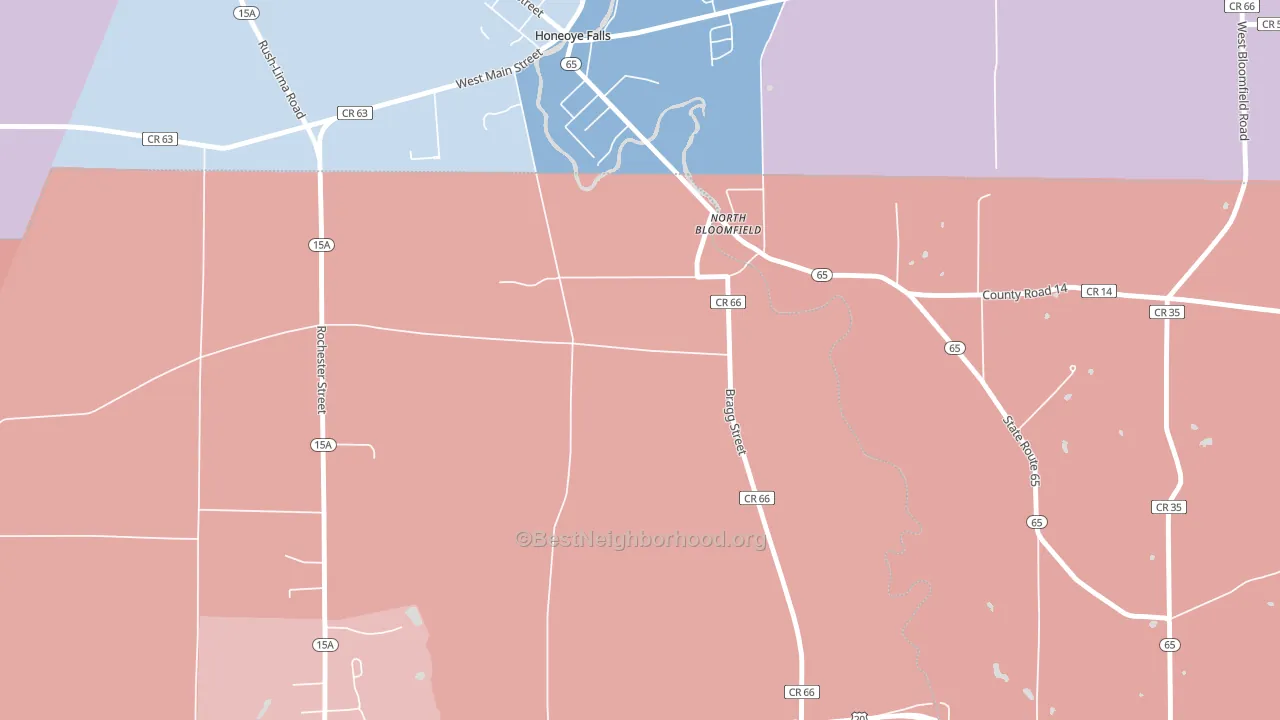 North Bloomfield, NY block-group political-lean map