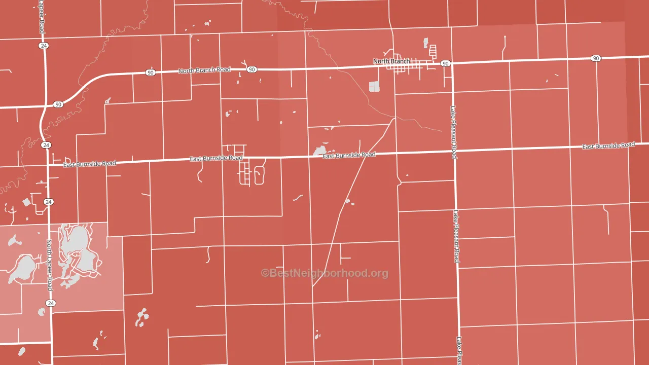 North Branch, MI block-group political-lean map