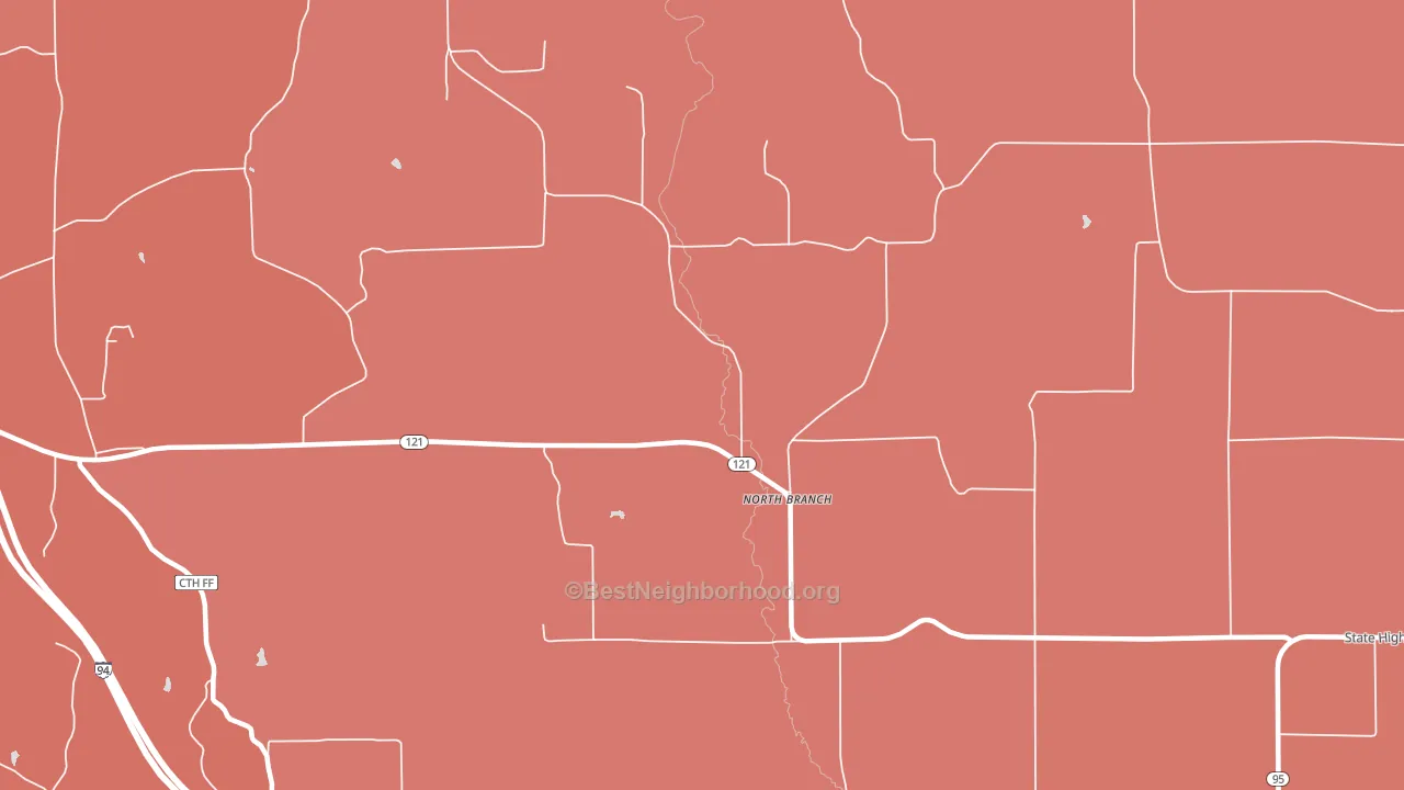 North Branch, WI block-group political-lean map