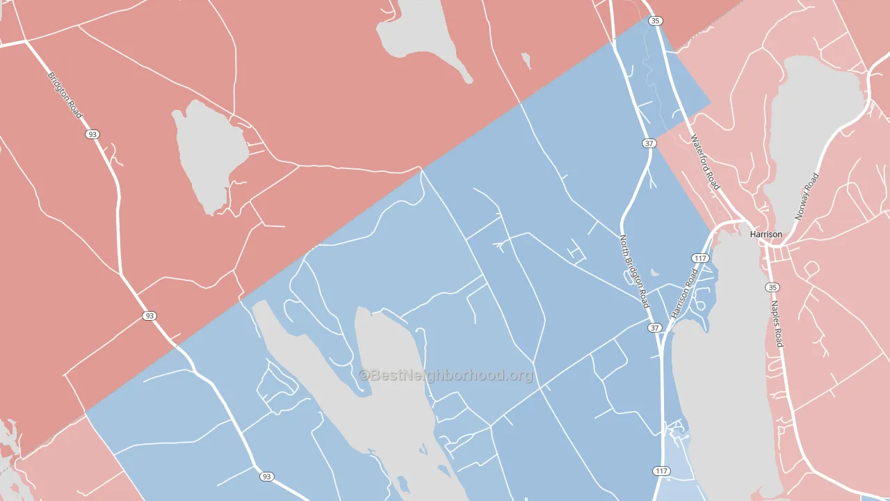 North Bridgton, ME block-group political-lean map