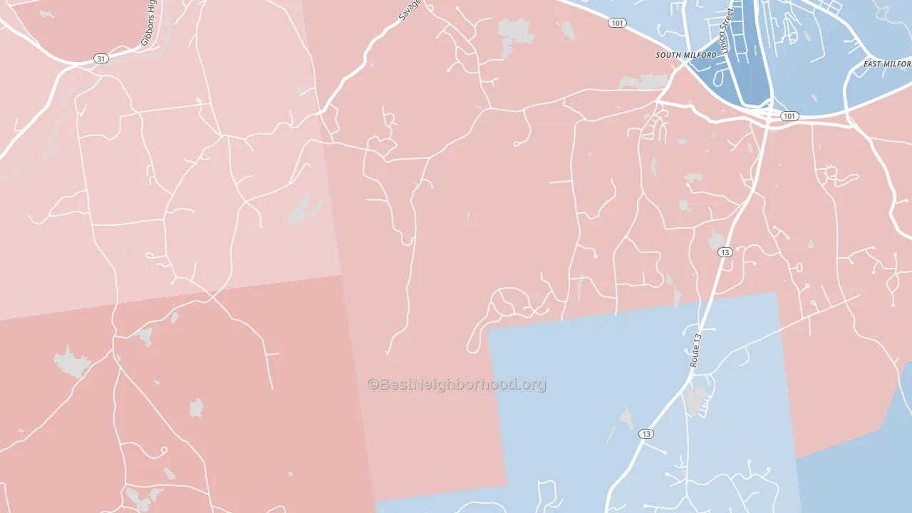 North Brookline, NH block-group political-lean map