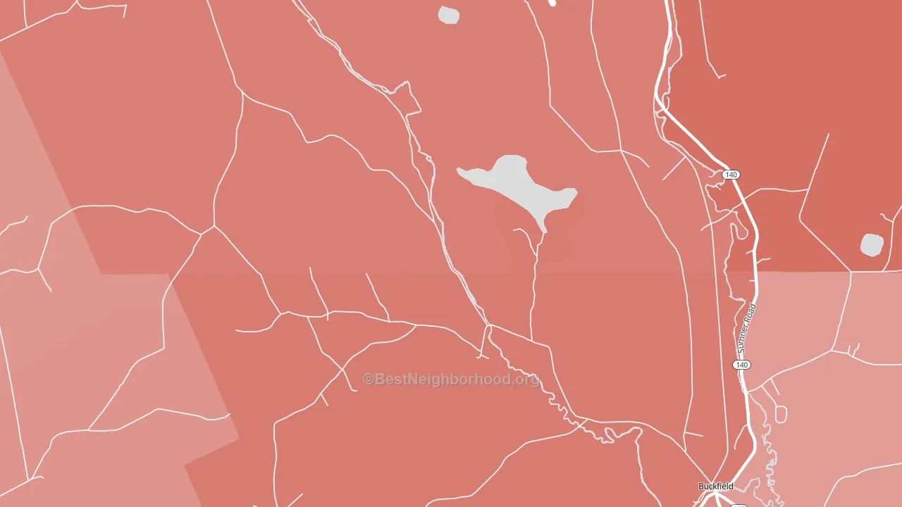 North Buckfield, ME block-group political-lean map