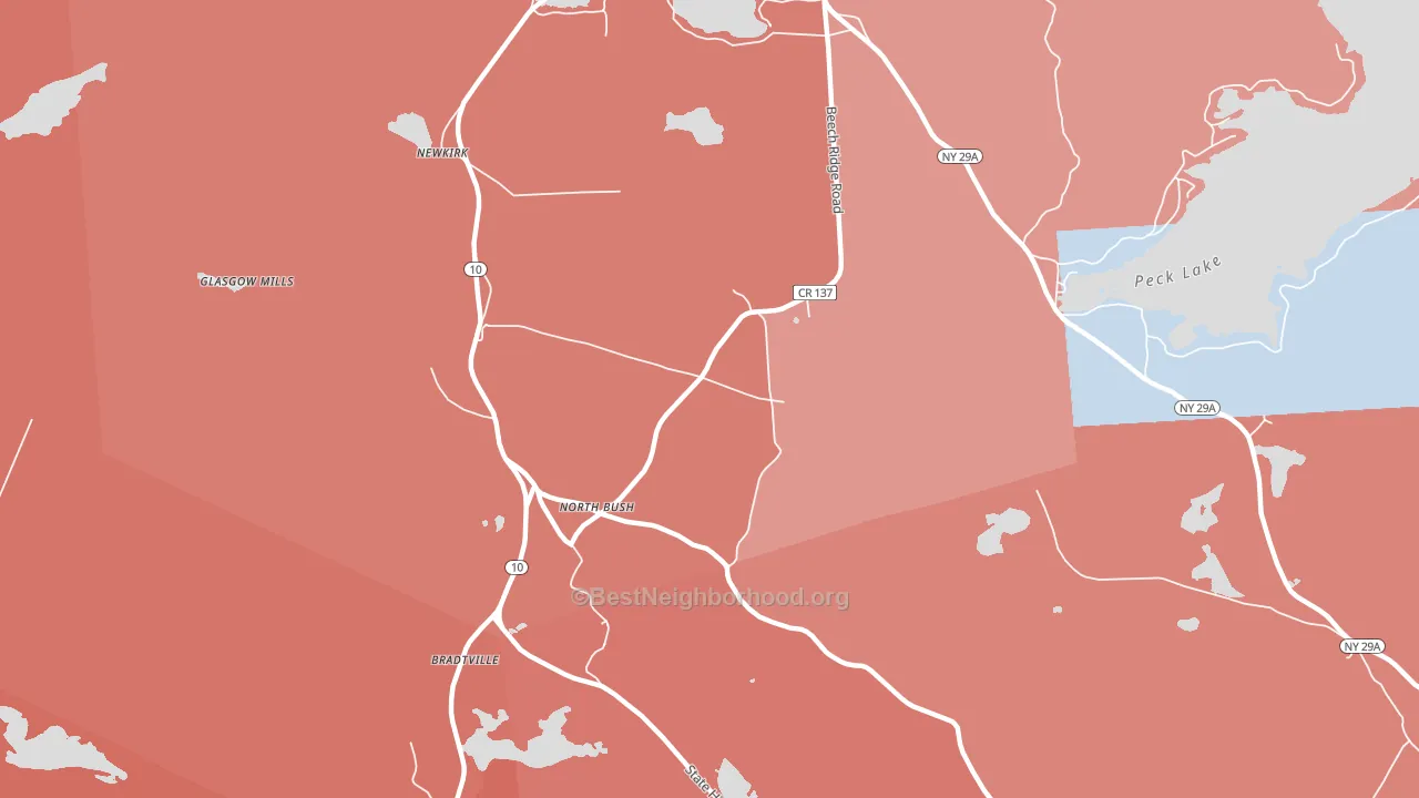 North Bush, NY block-group political-lean map