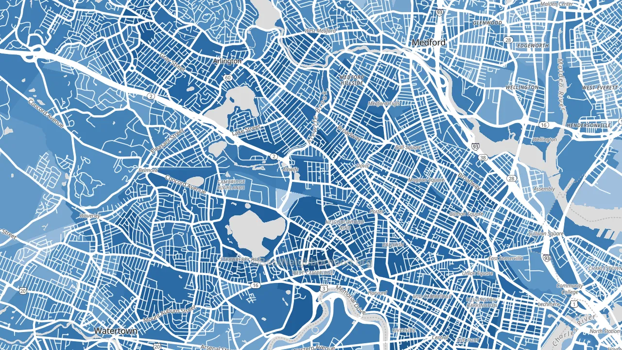 North Cambridge, Cambridge, MA block-group political-lean map