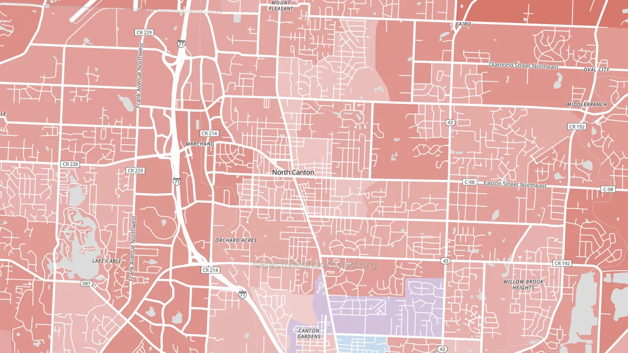 North Canton, OH block-group political-lean map
