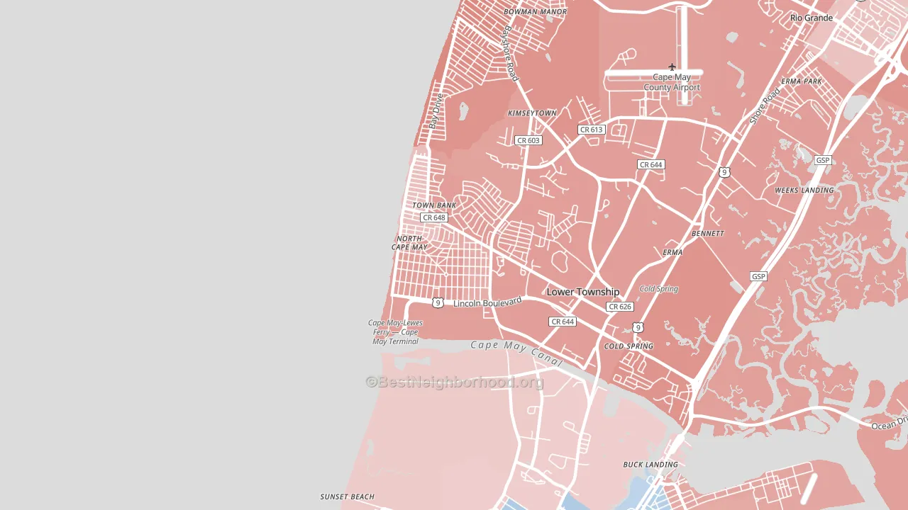 North Cape May, NJ block-group political-lean map
