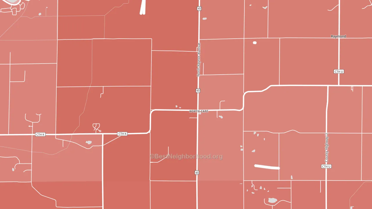 North Cape, WI block-group political-lean map