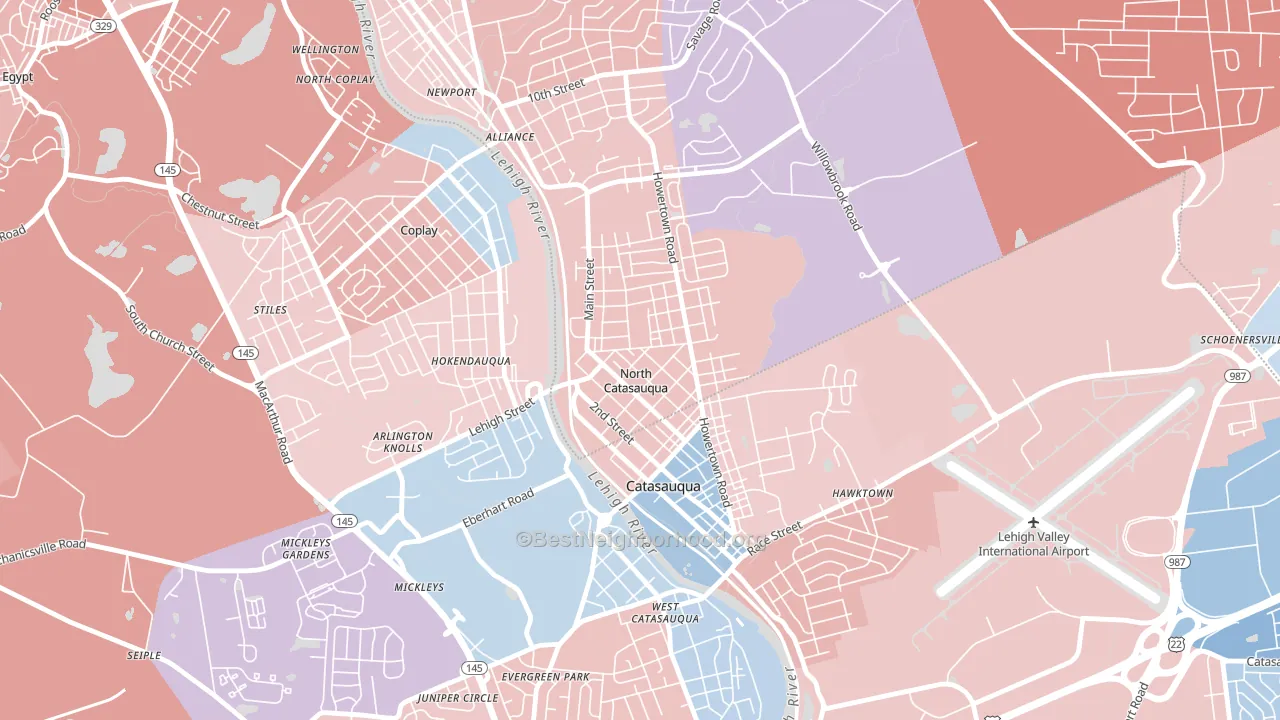 North Catasauqua, PA block-group political-lean map