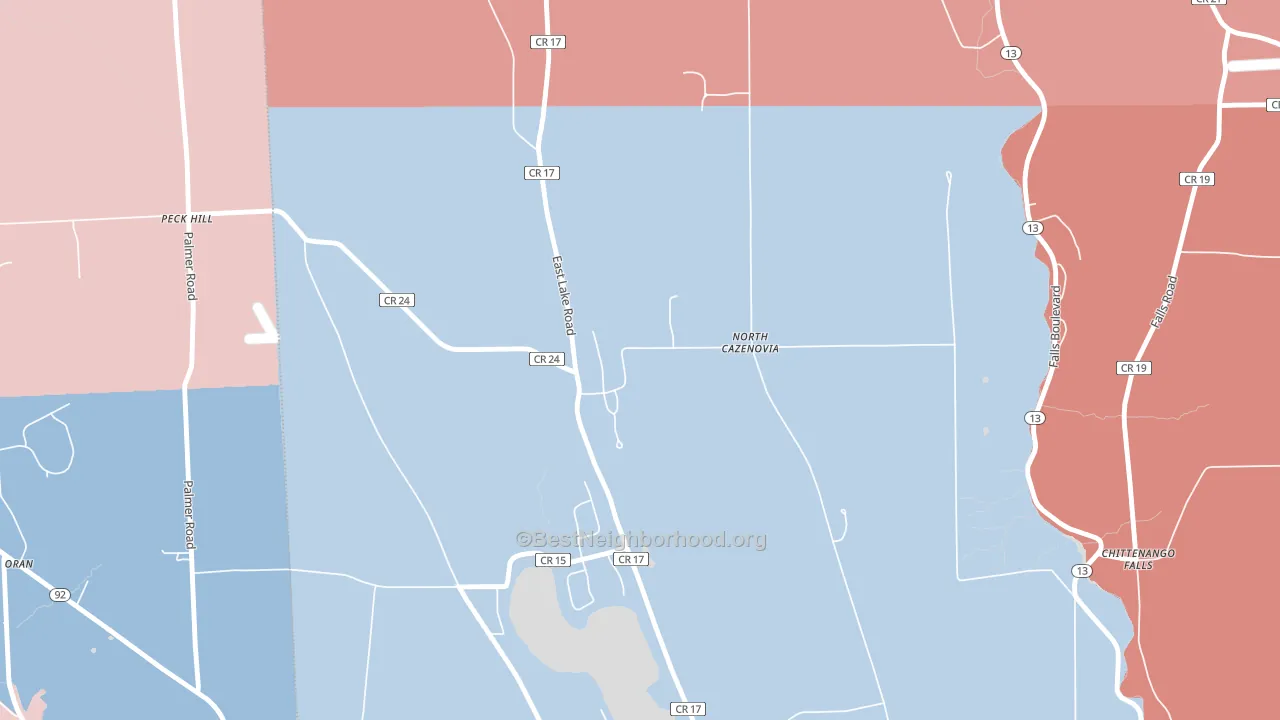 North Cazenovia, NY block-group political-lean map