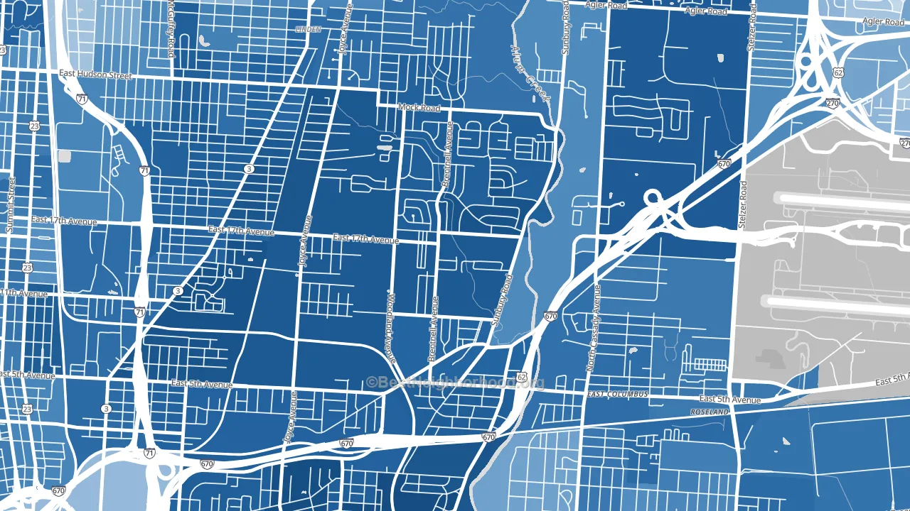 North Central, Columbus, OH block-group political-lean map
