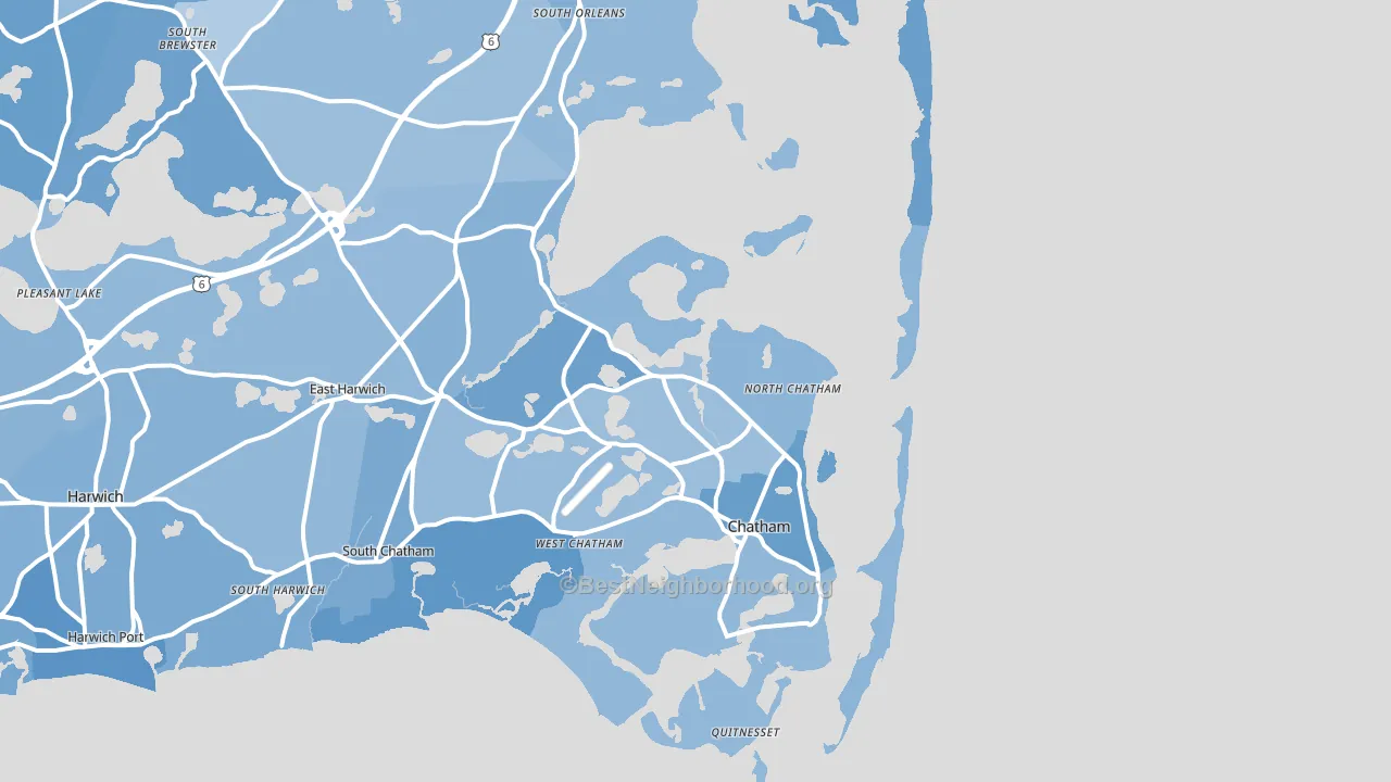 North Chatham, MA block-group political-lean map