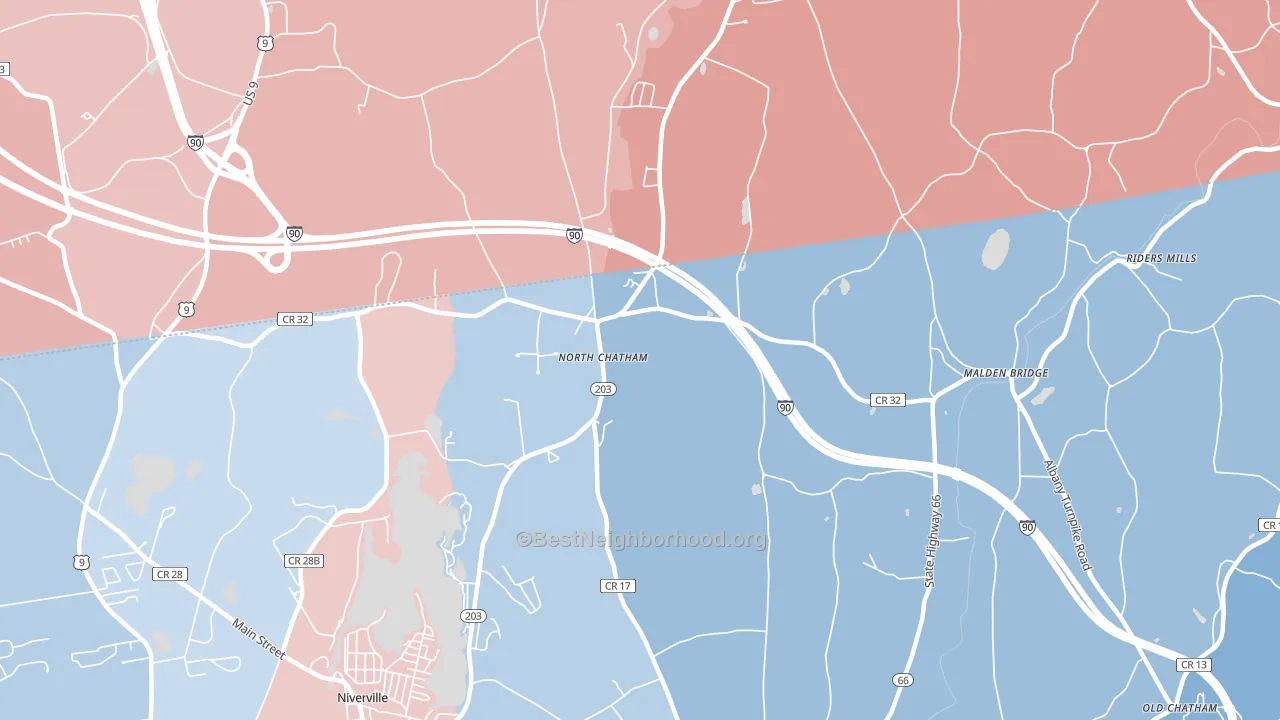 North Chatham, NY block-group political-lean map