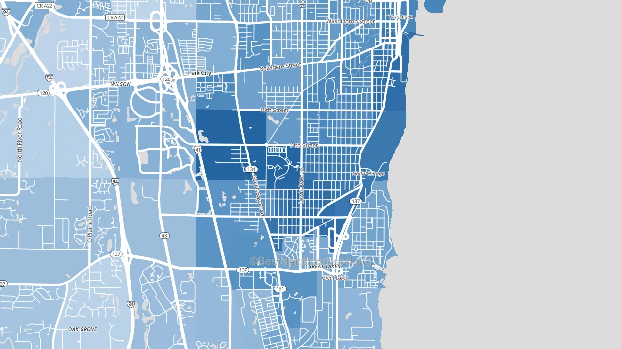 North Chicago, IL block-group political-lean map