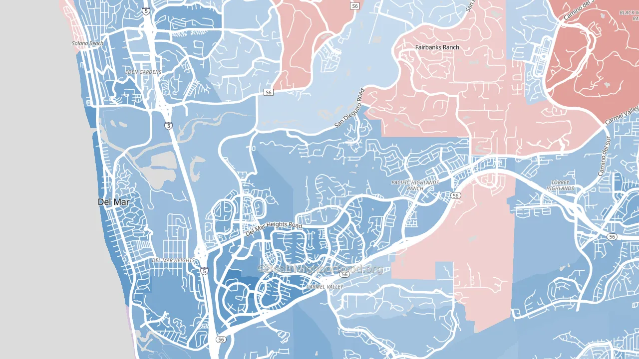 North City, San Diego, CA block-group political-lean map
