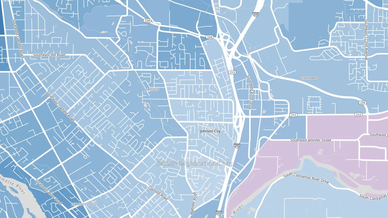 North Clackamas, Oatfield, OR block-group political-lean map