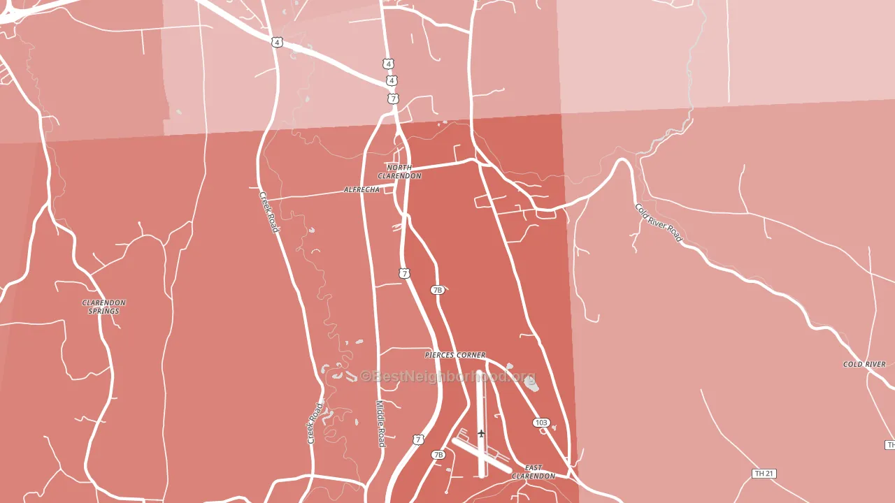 North Clarendon, VT block-group political-lean map