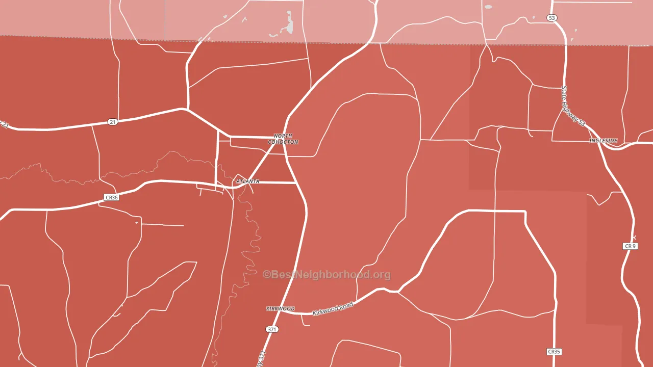 North Cohocton, NY block-group political-lean map