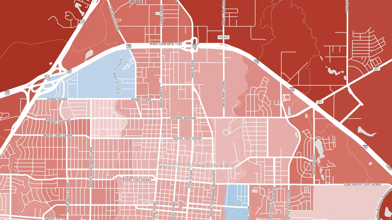 North College, Abilene, TX block-group political-lean map