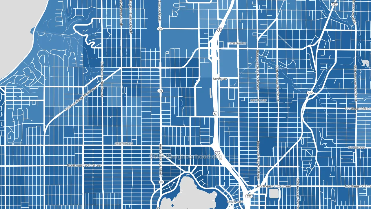 North College Park, Seattle, WA block-group political-lean map