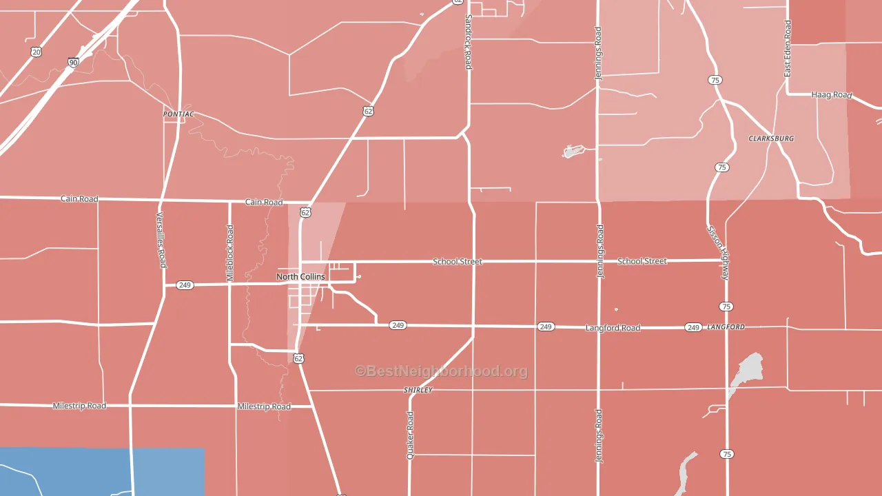 North Collins, NY block-group political-lean map