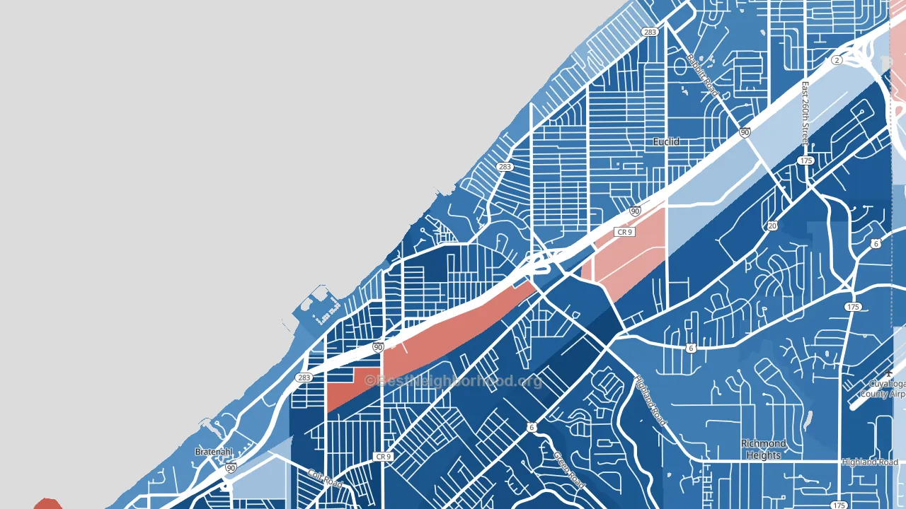 North Collinwood, Cleveland, OH block-group political-lean map