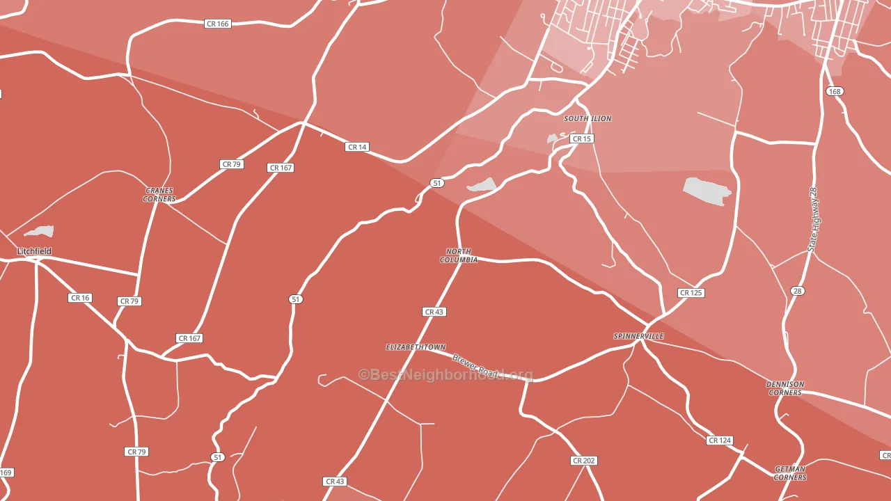 North Columbia, NY block-group political-lean map