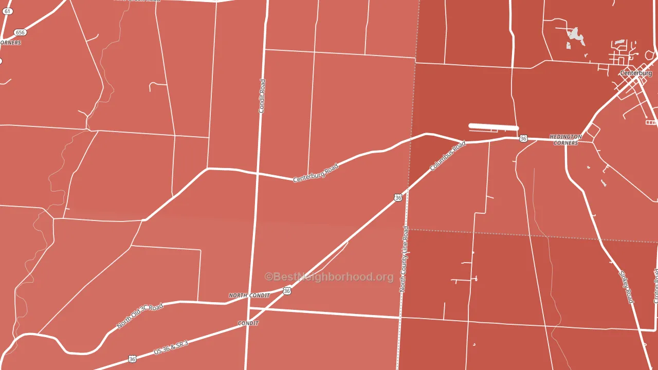 North Condit, OH block-group political-lean map