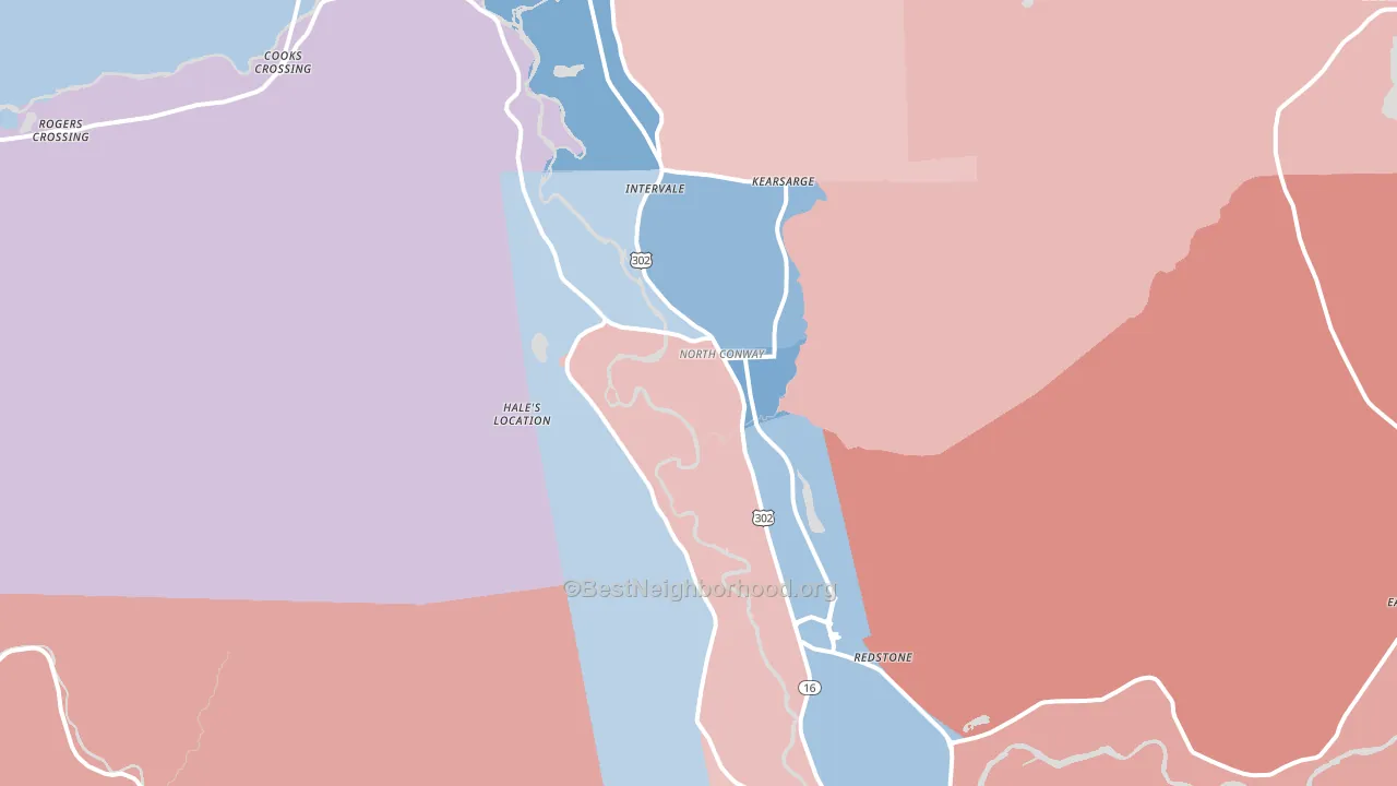 North Conway, NH block-group political-lean map