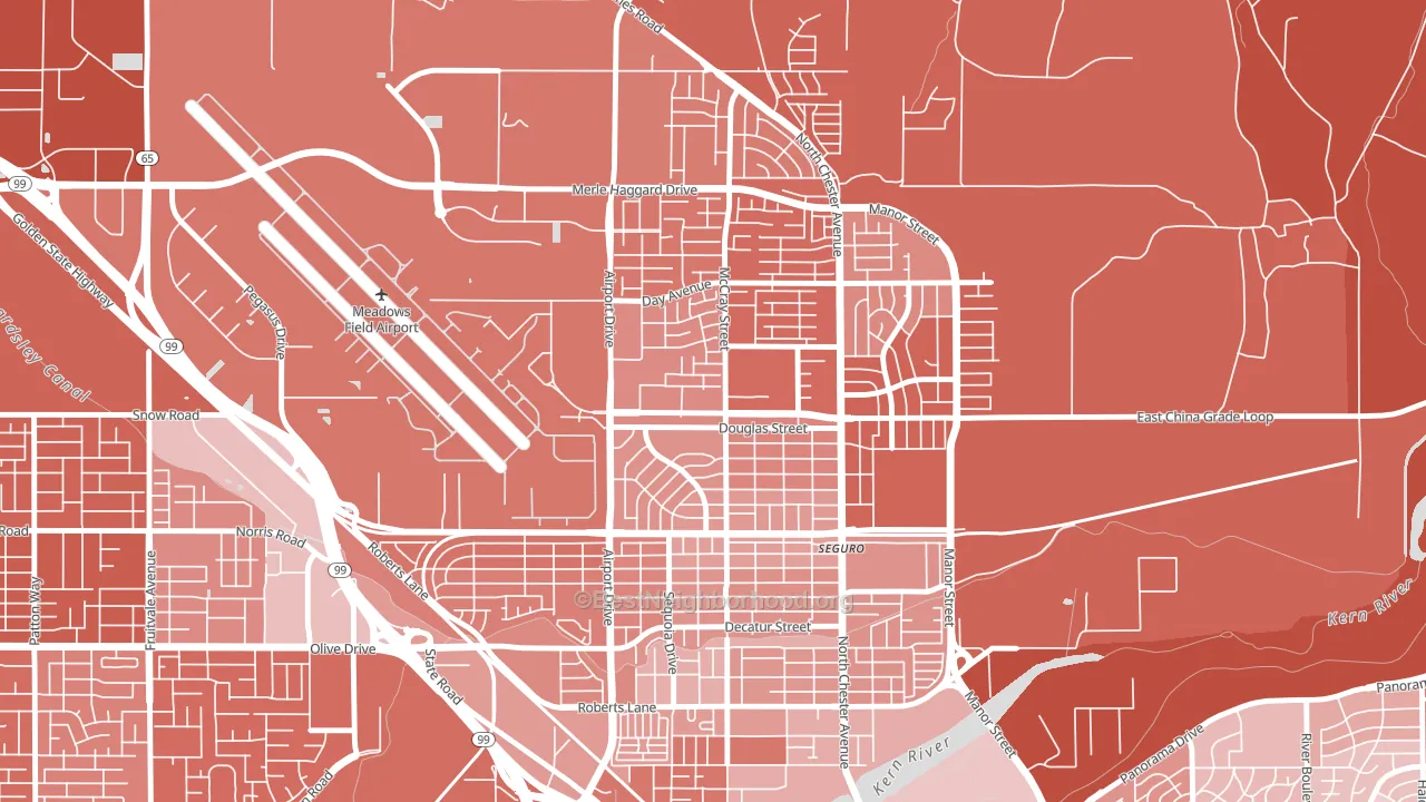North Country Meadows, Oildale, CA block-group political-lean map