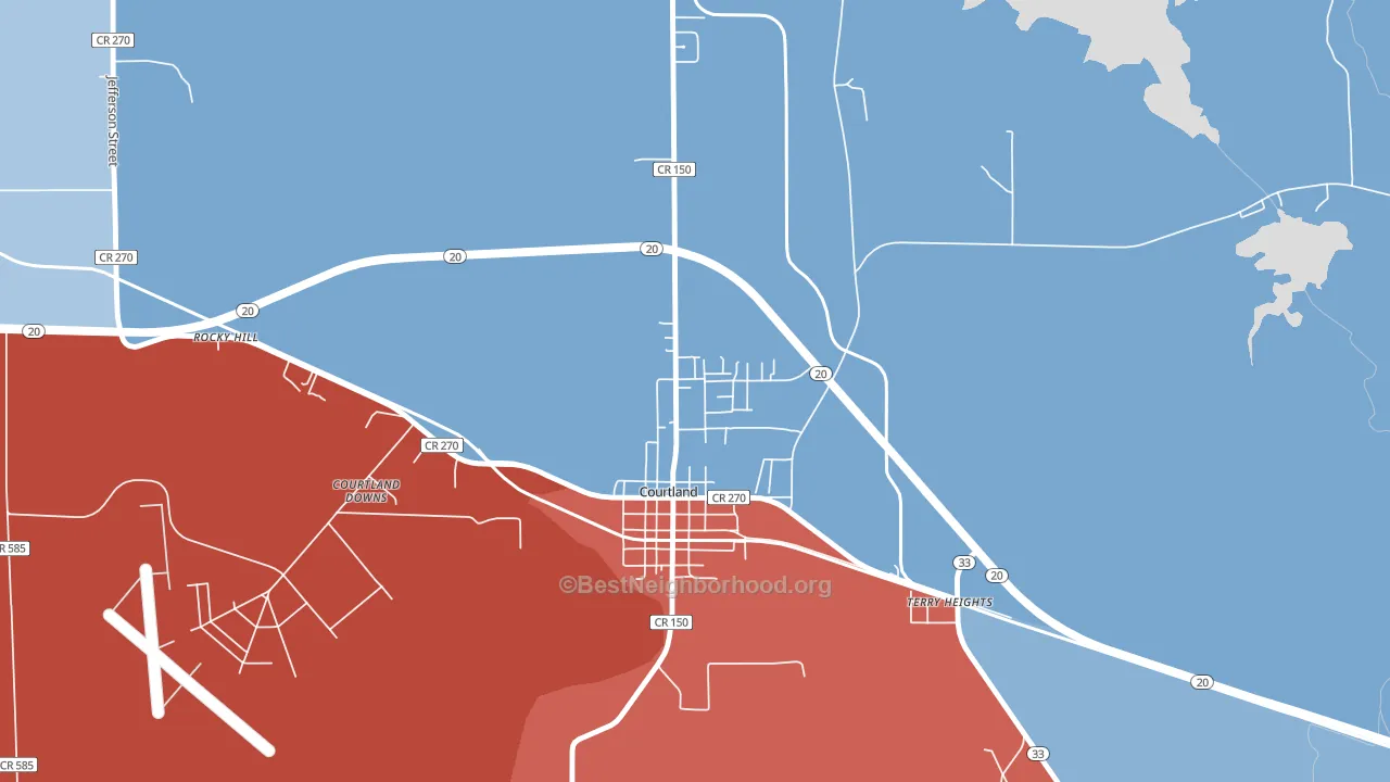 North Courtland, AL block-group political-lean map