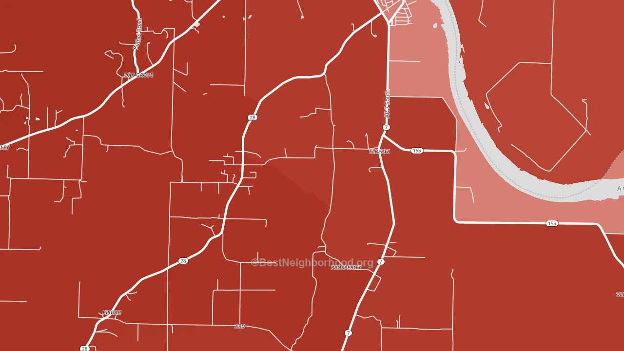 North Dardanelle, AR block-group political-lean map