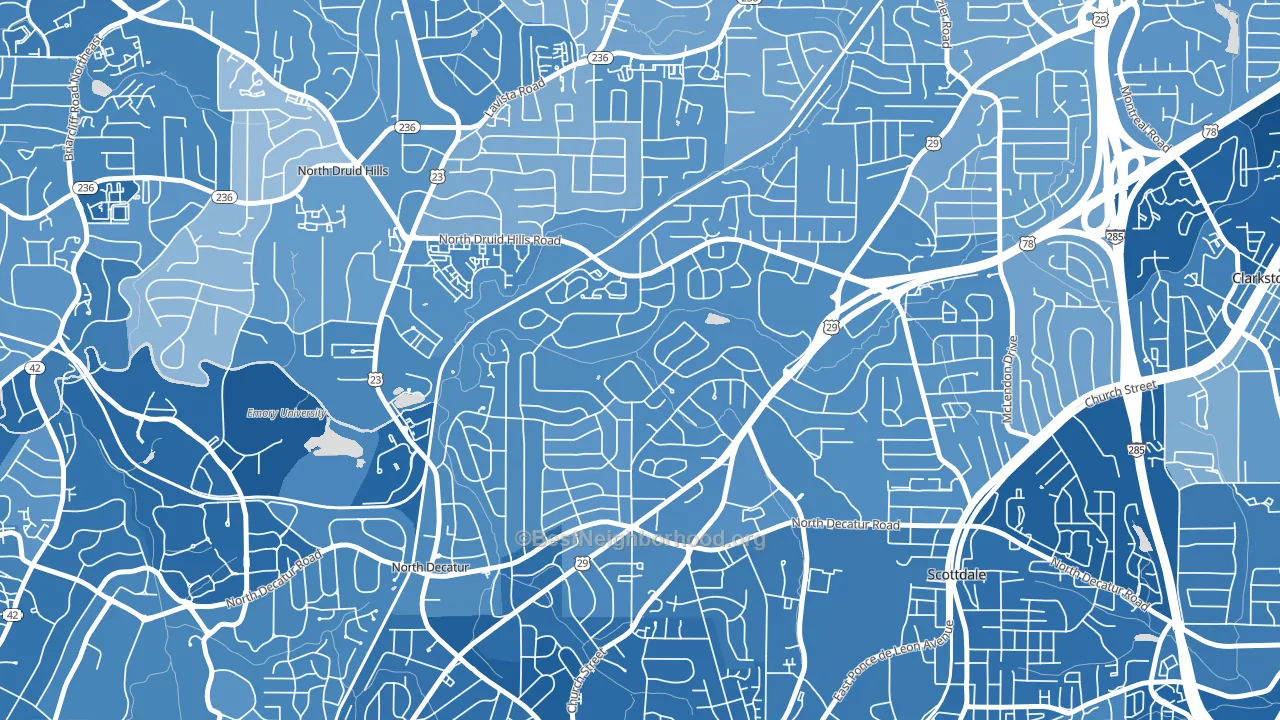 North Decatur, GA block-group political-lean map