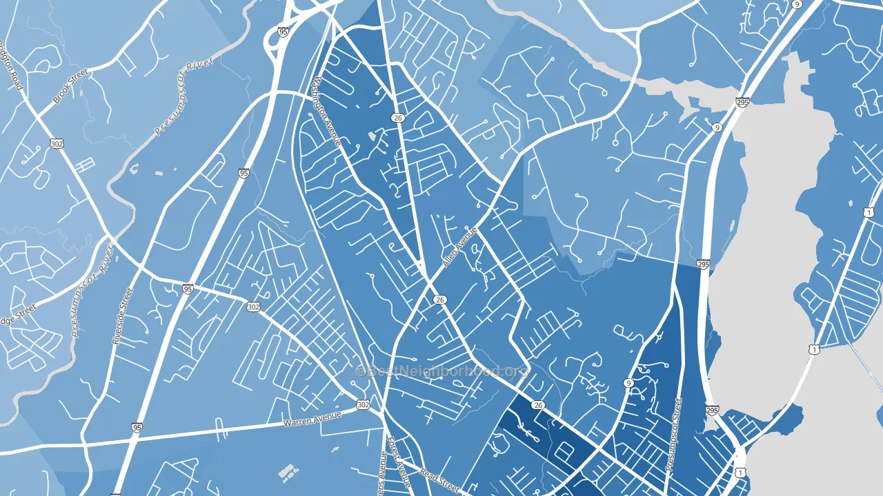 North Deering, Portland, ME block-group political-lean map