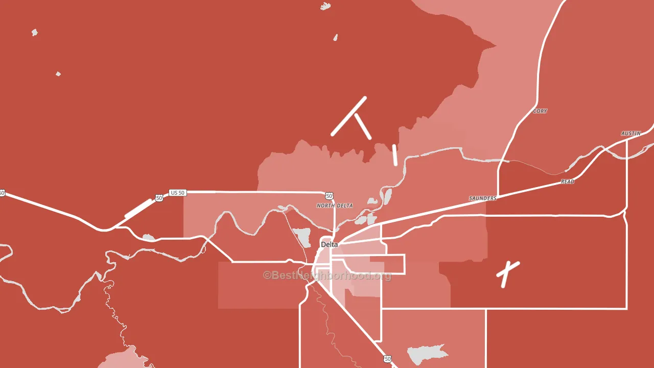 North Delta, CO block-group political-lean map
