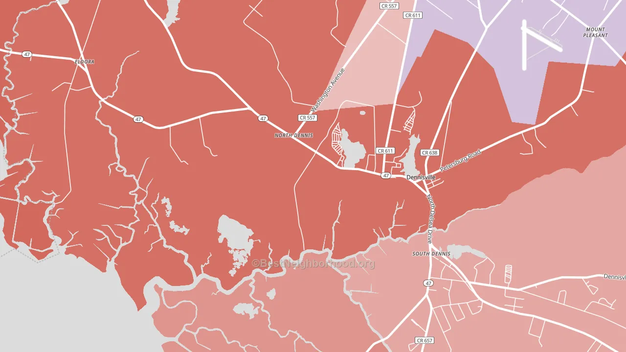 North Dennis, NJ block-group political-lean map