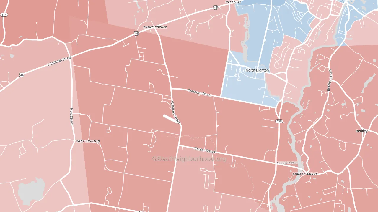 North Dighton, MA block-group political-lean map