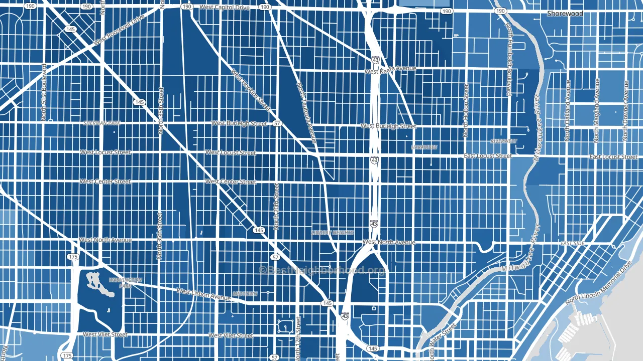 North Division, Milwaukee, WI block-group political-lean map