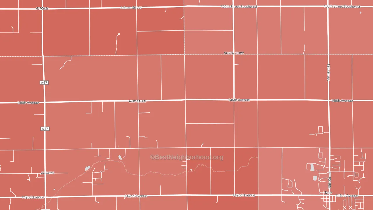 North Dorr, MI block-group political-lean map