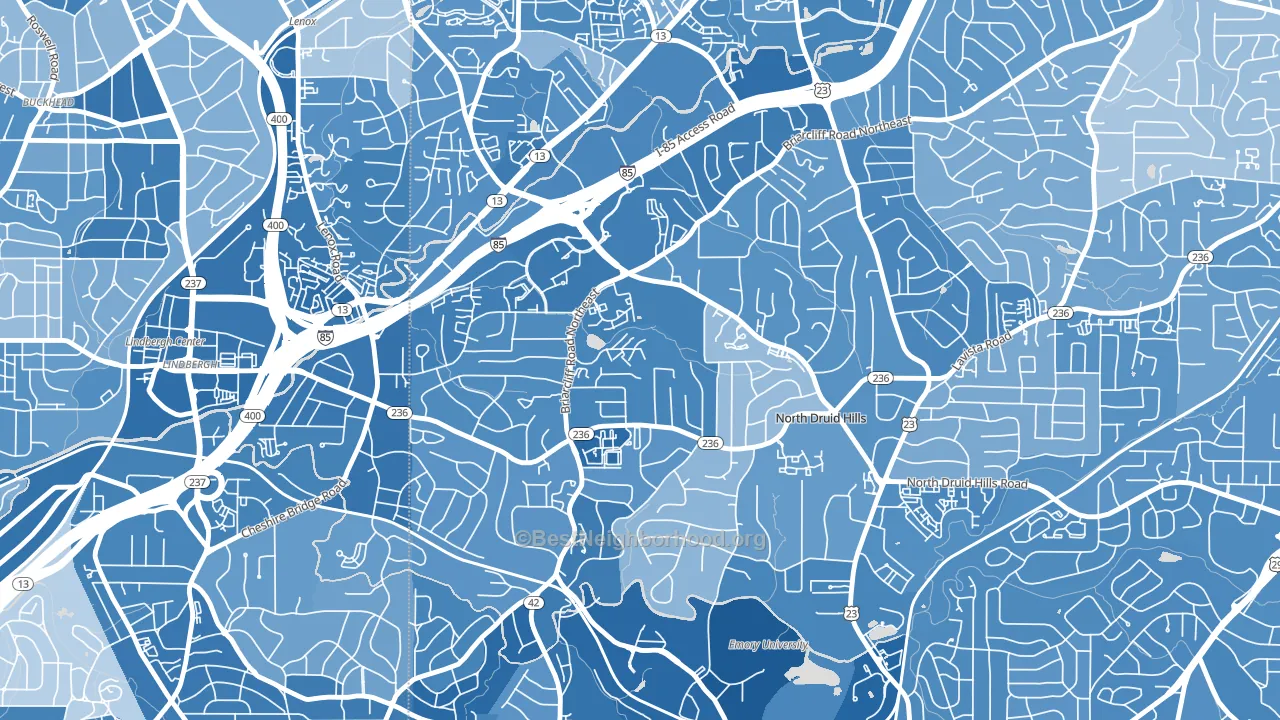 North Druid Hills, GA block-group political-lean map