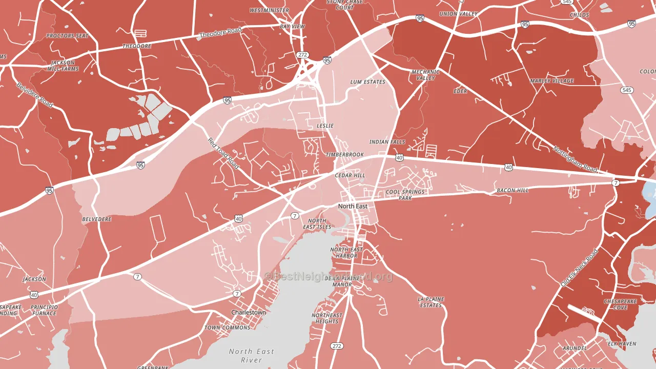 North East, MD block-group political-lean map