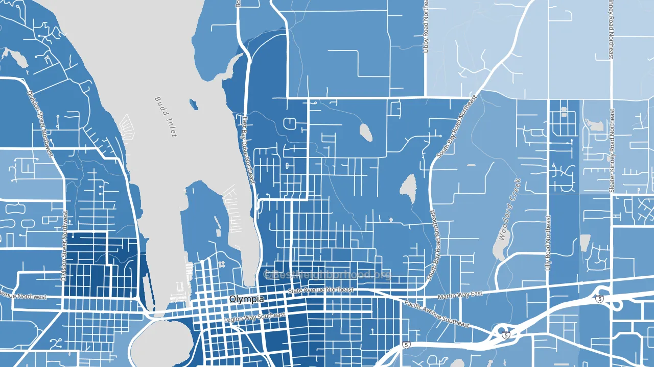 North East, Olympia, WA block-group political-lean map