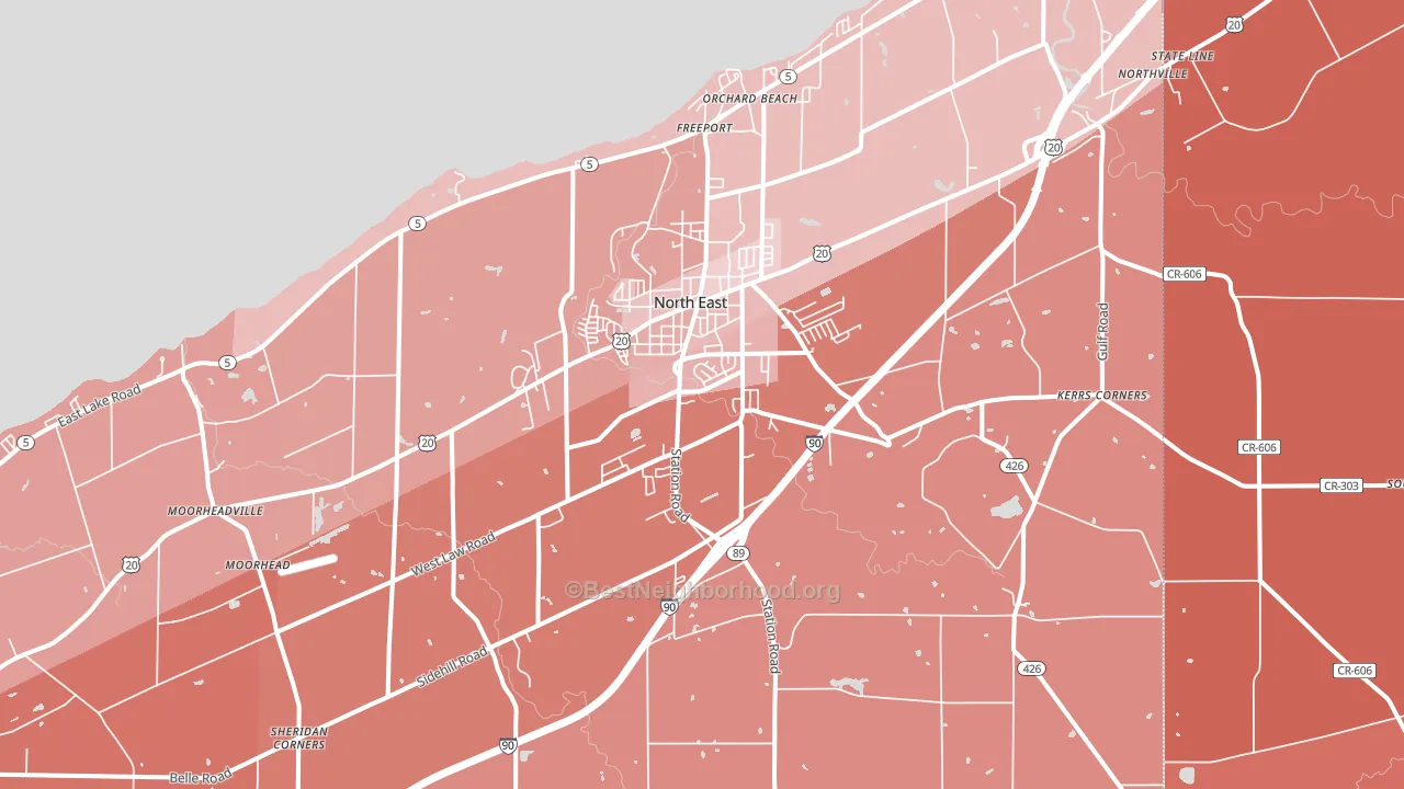 North East, PA block-group political-lean map