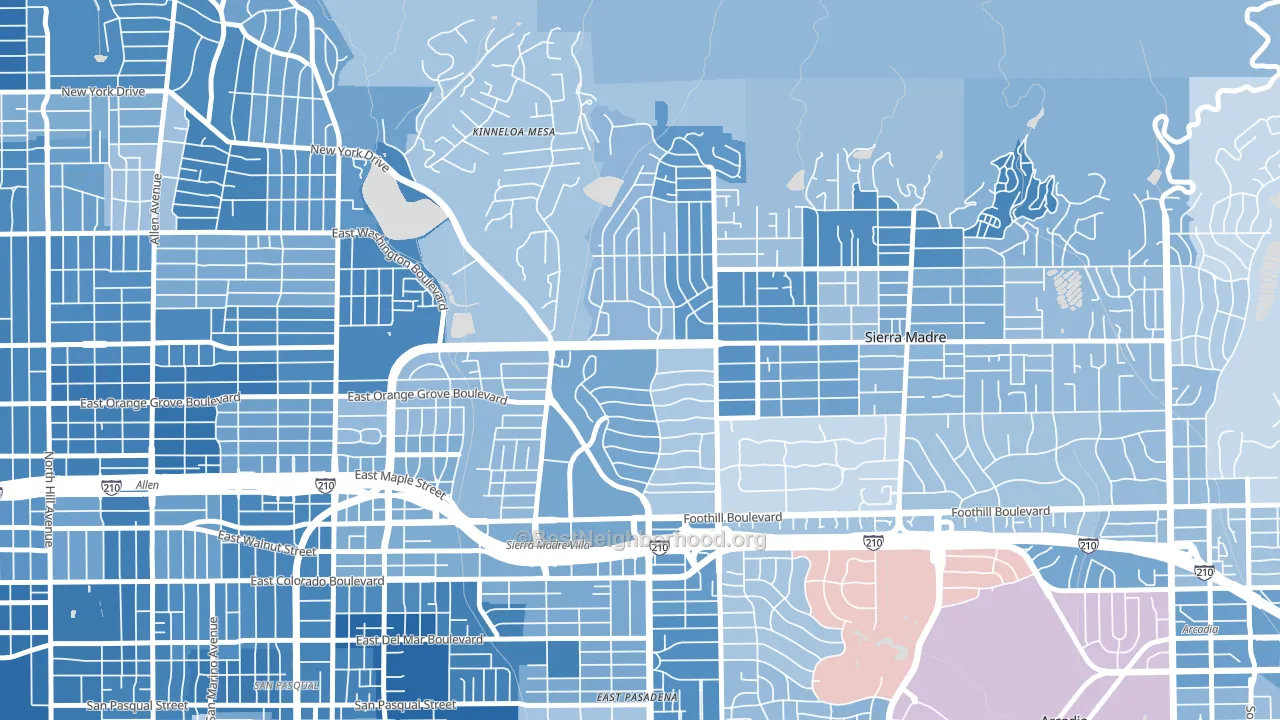 North East, Pasadena, CA block-group political-lean map