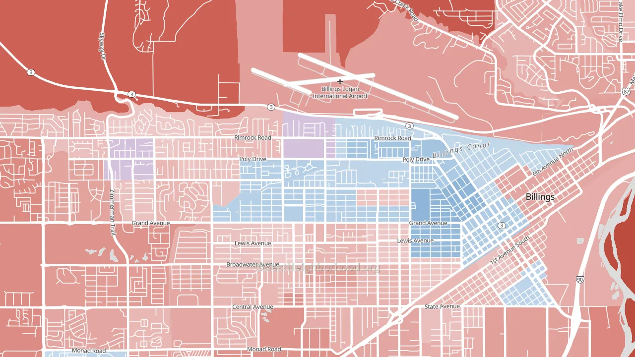 North Elevation, Billings, MT block-group political-lean map