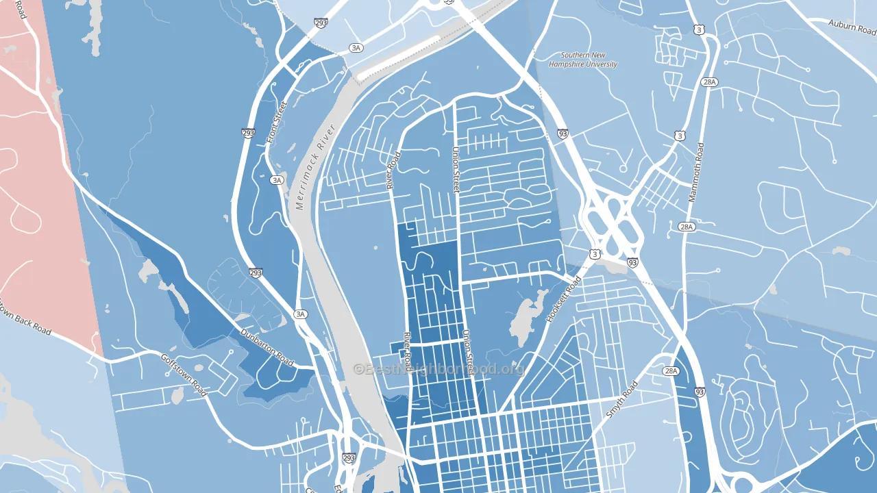 North End Manchester, Manchester, NH block-group political-lean map
