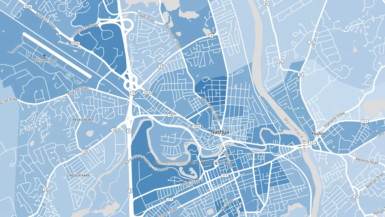 North End, Nashua, NH block-group political-lean map