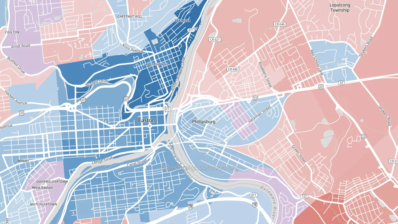 North End, Phillipsburg, NJ block-group political-lean map