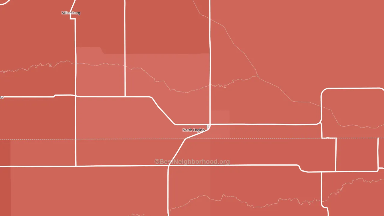 North English, IA block-group political-lean map