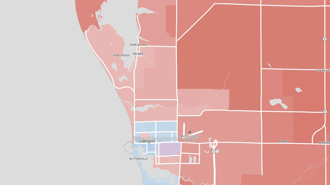 North Epworth, MI block-group political-lean map